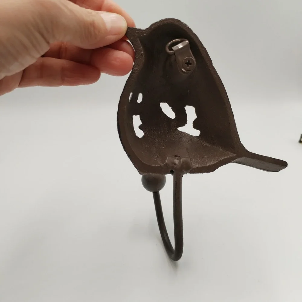 Cast Iron Bird Wall Hook Vintage Style Filigree Rose Songbird Towel Coat Hanger